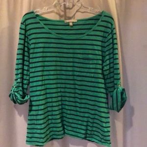 Banana Republic Green and Navy Top